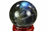 Flashy, Polished Labradorite Sphere - Great Color Play #105773-1
